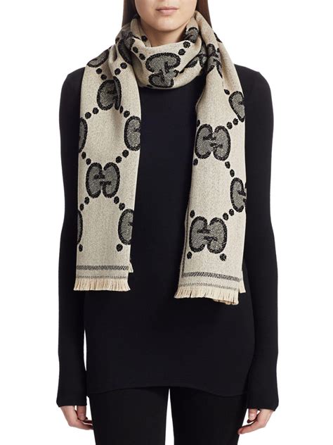 gucci gg wool jacquard scarf women